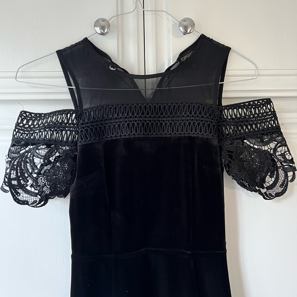 Topshop Velvet Lace Off Shoulder Skater Dress - Picture 3 of 6